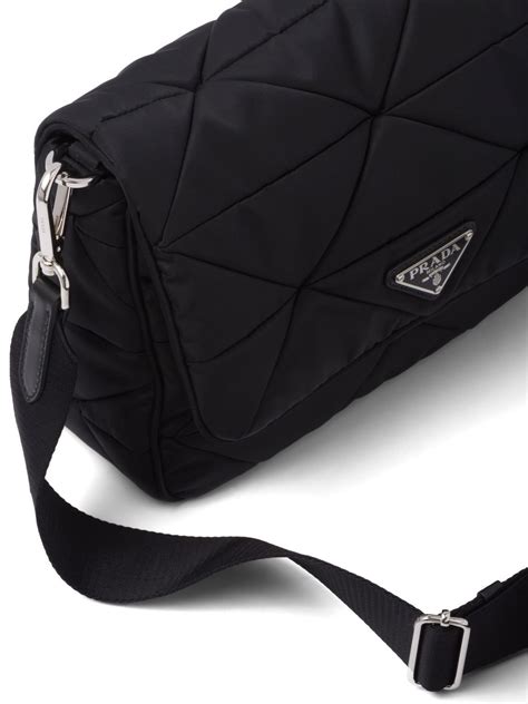 prada bags black nylon|Prada padded nylon shoulder bag.